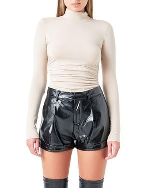 Grey Lab Ruched Turtleneck Top - White