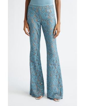 Michael Kors Sequin Embroidered Lace Bootleg Pants - Blue