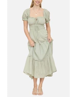 Blu Pepper Tiered Maxi Dress - Green