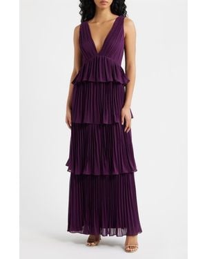 Lulus Tiered Gown Pleated - Purple