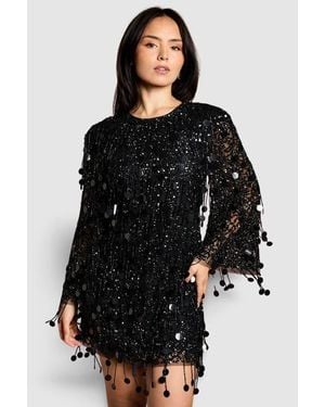 Coast Petite Sequin Tassel Mini Dress - Black