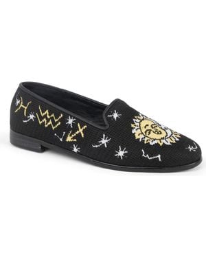 PAIGE Celestial Zodiac Needlepoint Loafer - Black