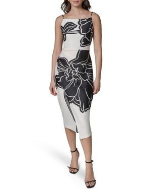 Donna Karan Print Sleeveless Midi Dress - Black
