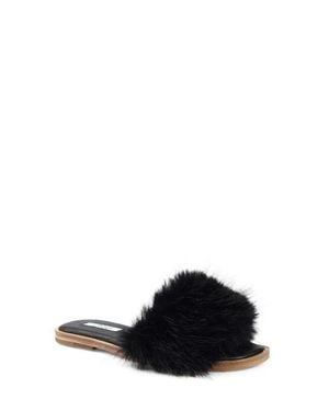 Zigi Faux Fur Slide Sandal - Black