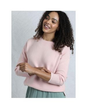 Weird Fish Dalla Knitted Crew Neck Sweater - Pink