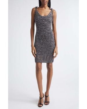 Missoni Sequin Metallic Tie Strap Open Stitch Sweater Dress - Black
