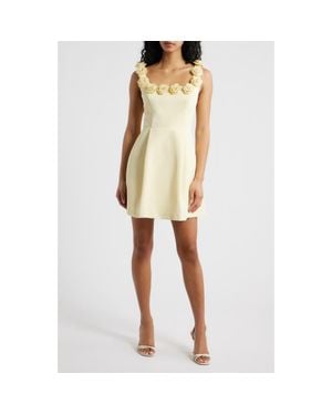 Lucy Paris Rosette Trim Cocktail Minidress - Natural
