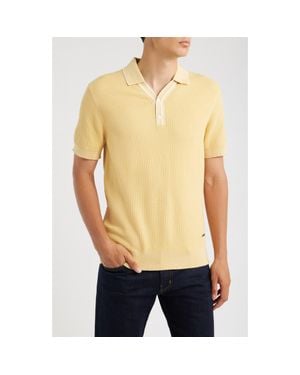 Bugatchi Waffle Stitch Polo Sweater - Yellow