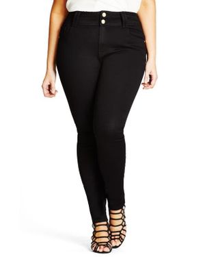City Chic Asha High Waist Skinny Jeans - Black