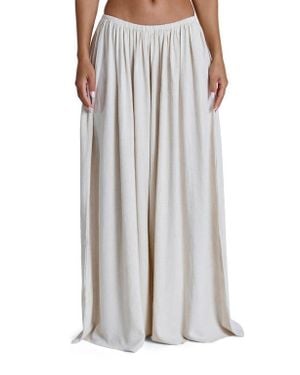 Naked Wardrobe Cotton & Linen Wide Leg Pants - Natural