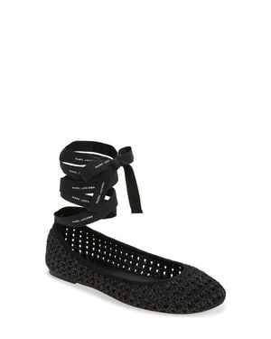 Marc Jacobs The Logo Ribbon Ballet Flat - Black
