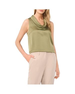 Vince Camuto Cowl Neck Satin Charmeuse Sleeveless Top - Green