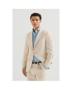 Brunello Cucinelli Cotton And Virgin Wool Gabardine Deconstructed Blazer - White