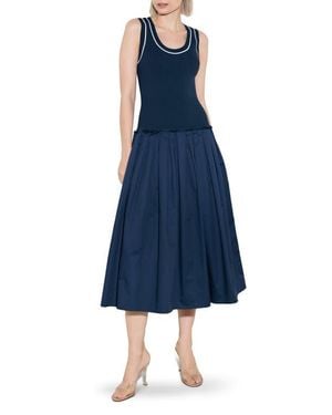 FREEMARKET Mixed Media A-Line Dress - Blue