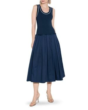 FREEMARKET Mixed Media A-Line Dress - Blue