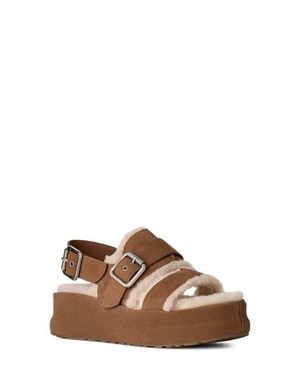UGG Enwrap Genuine Shearling Lined Slingback Sandal - Brown