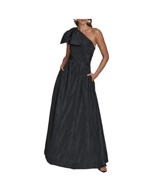 Donna Karan Bow One-Shoulder Gown - Black