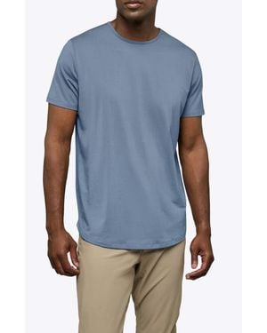 Cuts Ao Curve Hem Cotton Blend T-Shirt - Blue