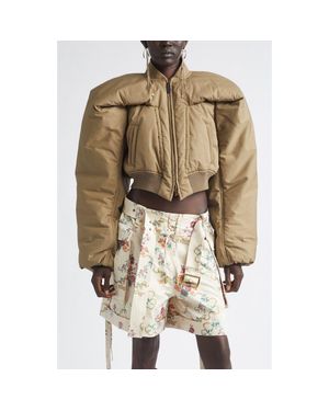 McQueen Crop Bomber Jacket - Green