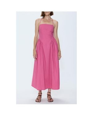 Pistola Sadee Stripe Crossback Midi Dress - Pink