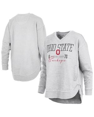 Pressbox Ohio State Buckeyes Marcus East Hall Poncho V-Neck Sweatshirt - Gray