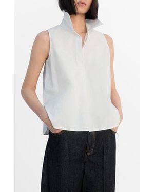 Mango Sleeveless Cotton Button-Up Shirt - White