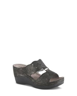 Flexus by Spring Step Dreiser Platform Wedge Slide Sandal - Gray