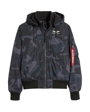 Alpha Industries Hooded Rib Flight Jacket - Black