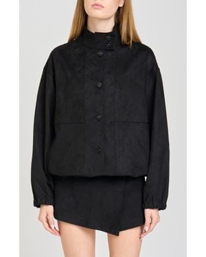 Wayf Parker Faux Suede Bomber Jacket - Black