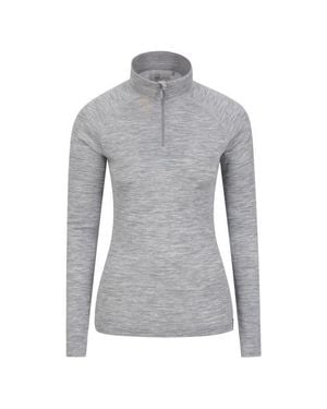 Mountain Warehouse Merino Wool Zip Neck Thermal Top - Gray