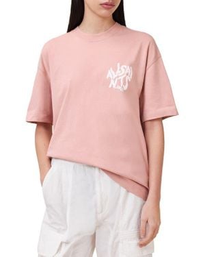 AllSaints Orlando Etta Crewneck Graphic T-Shirt - Pink