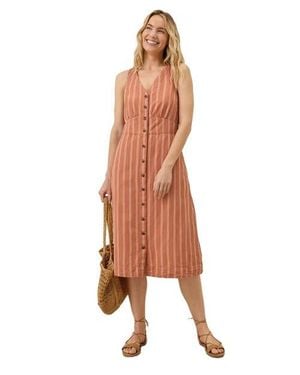 Pact Canopy Linen Blend Button-Front Dress Made With Organic Cotton - Natural