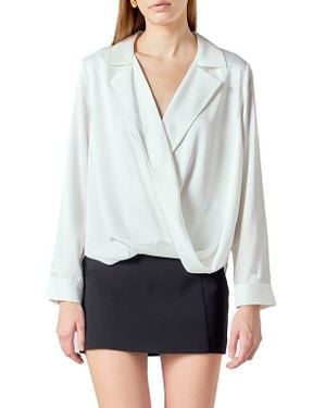 Endless Rose Satin Wrap Shirt - White