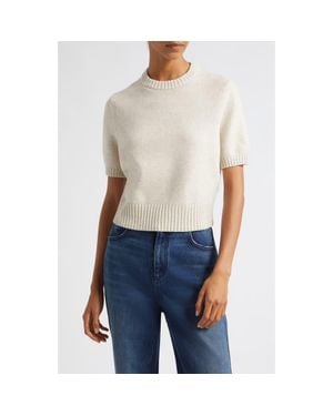 Toccin Elsie Short Sleeve Wool & Cashmere Sweater - Blue