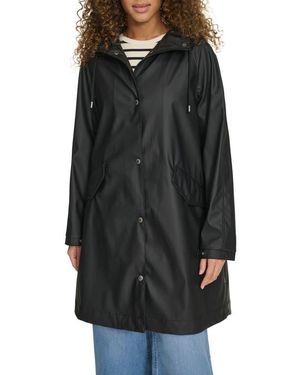 Levi's Water Resistant Hooded Long Rain Jacket - Black