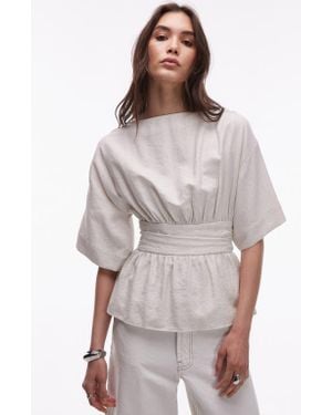 TOPSHOP Open Back Woven Top - Natural