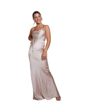 Six Stories Cami Cowl Front Satin Bridesmaid Dress - Brown