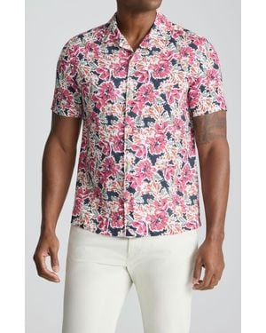 UNTUCKit Crossman Floral Linen Camp Shirt - Red