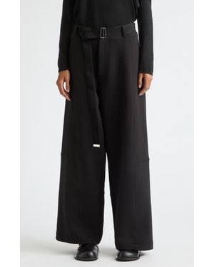 Plan C Cotton Blend Scuba Knit Wide Leg Pants - Gray