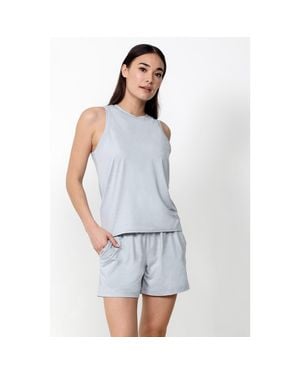 Single Stitch Lightweight Tank And Short Set - Blue
