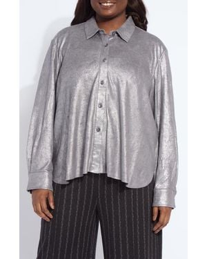 Lyssé Connie Foil Faux Suede Shacket - Gray
