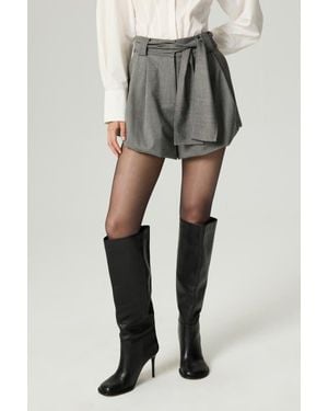 Nocturne Belted High-Waist Mini Shorts - Gray