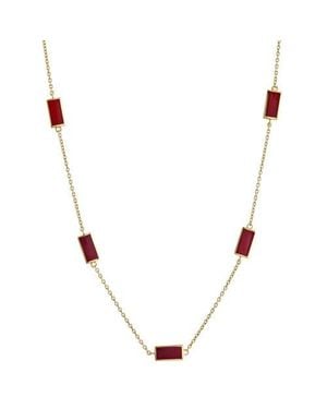 Jan Leslie Five Stations Rectangle Dash Necklace - Metallic