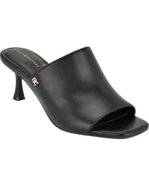 Tommy Hilfiger Sassey Faux Leather Slide Sandal - Black