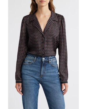 Doen Juliana Paisley Print Silk Blend Button-Up Shirt - Black