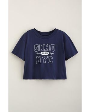 Treasure & Bond Kids' Crop Cotton Graphic T-Shirt - Blue