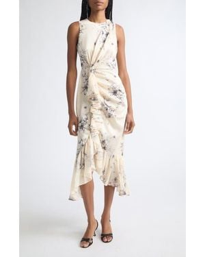 Cinq À Sept Cyrus Floral Ruffle Midi Dress - Natural