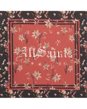 AllSaints Perta Silk Twill Scarf - Red