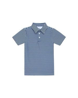 Courtside Kids Boys Thin Stripe Polo Shirt - Blue