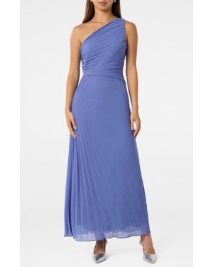 Mirabelle Pleated Asymm Maxi Dress Cornflower Blue